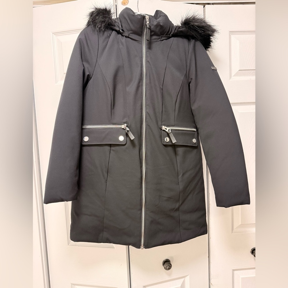Women's Black Fur-Trimmed Jacket